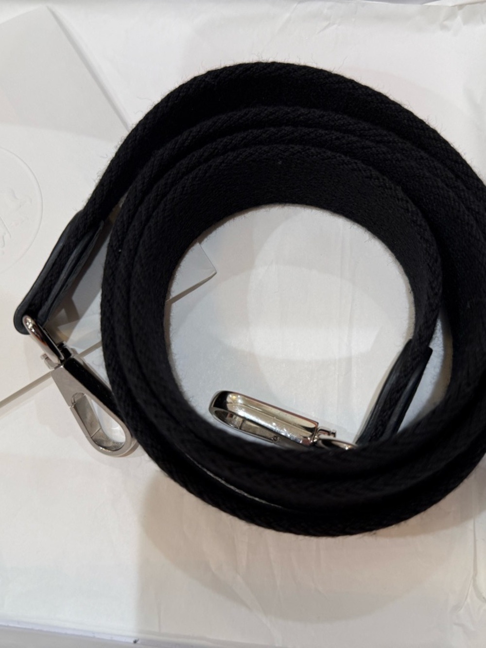 Black Crossbody Evelyn 16 Saddle Bag with Perforated 'H' Detail - Picture 6 of 6